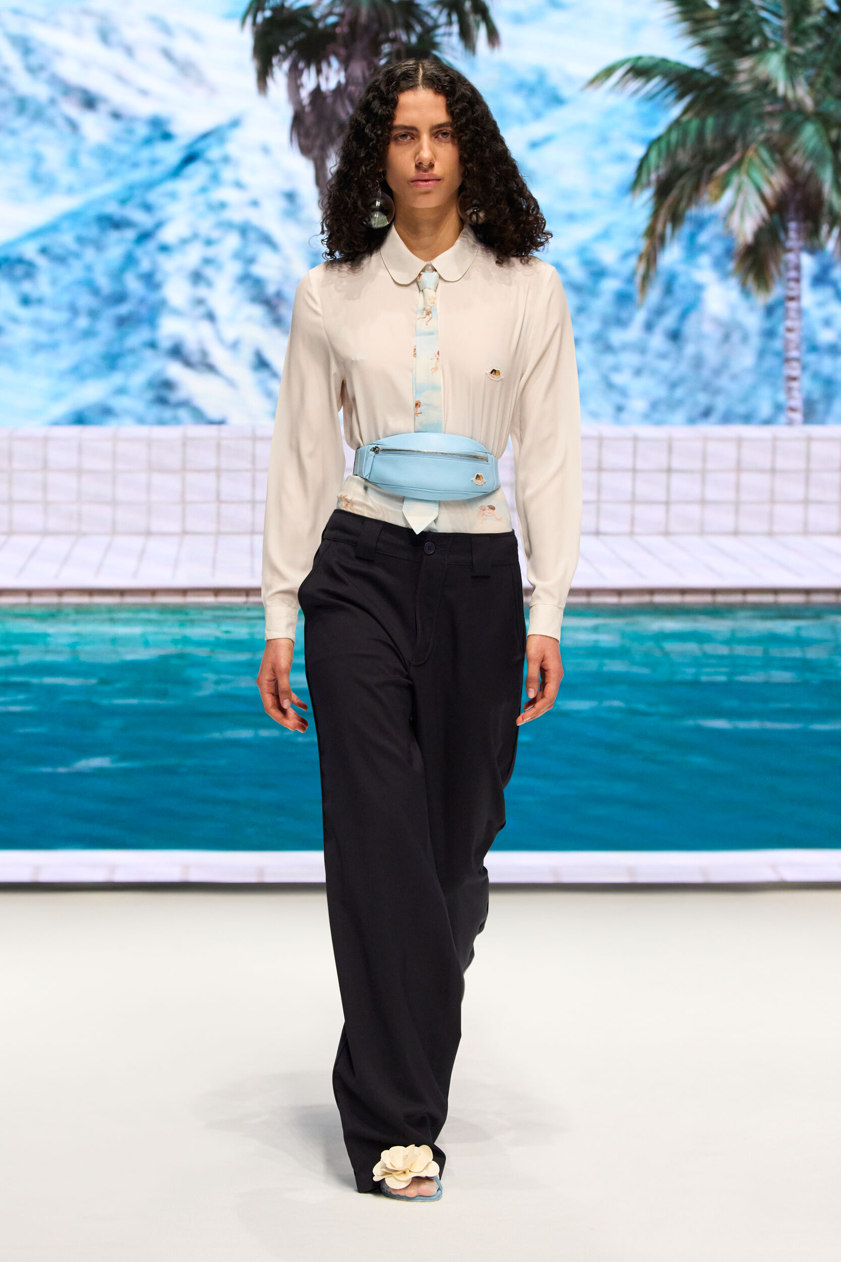 Angels Patch Crepe de Chine Shirt White